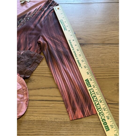 One World Live & Let Live Tunic Top Size Small Stretch Hi-Low Embellished Modern - Picture 13 of 15